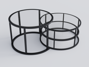 Round Glass Coffee Table Model 3D