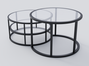 Round Glass Coffee Table Model 3D