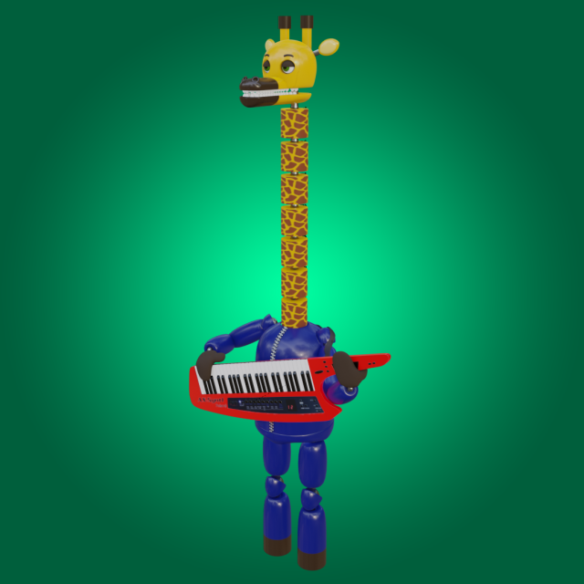 Animatronic giraffe Jeffie playing the keytar 3D Модель .c4d .max .obj .3ds .fbx .stl .blend 