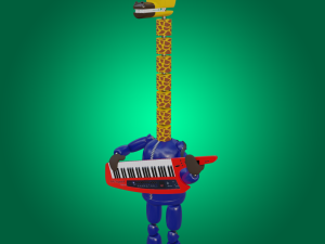 Animatronic giraffe Jeffie playing the keytar 3D Model