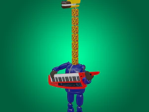 Girafe animatronique Jeffie jouant du keytar Modèle 3D