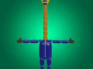 Jirafa animatr&oacute;nica Jeffie tocando el keytar. Modelo 3D