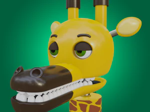 Jirafa animatr&oacute;nica Jeffie tocando el keytar. Modelo 3D