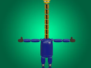 Jirafa animatr&oacute;nica Jeffie tocando el keytar. Modelo 3D