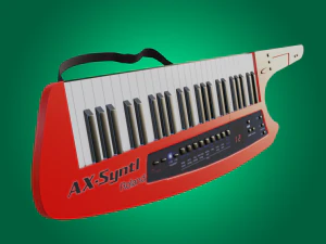 Jirafa animatr&oacute;nica Jeffie tocando el keytar. Modelo 3D