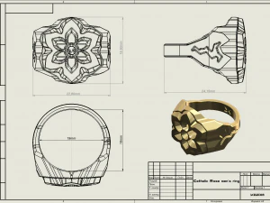 Catholic Rose mens ring 3D Print Model