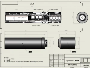 Rifle silencer muffler supressor sound moderator 308 3D Model