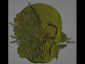 Skull with Flowers - 3D Printing and Ornaments Modello di stampa 3D