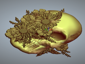 Skull with Flowers - 3D Printing and Ornaments Modello di stampa 3D