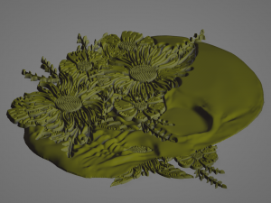 Skull with Flowers - 3D Printing and Ornaments Modello di stampa 3D
