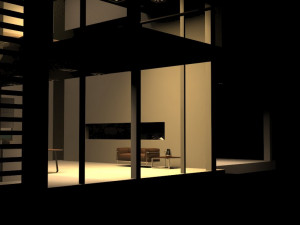 Casa de 3 pisos con forma de cubo amoblada 9X9 metros 3D Модель