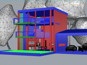 Casa de 3 pisos con forma de cubo amoblada 9X9 metros 3D Модель