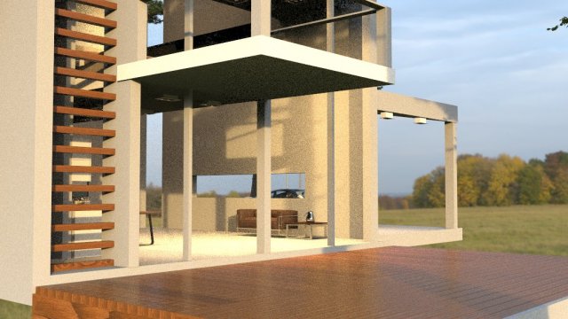 Casa de 3 pisos con forma de cubo amoblada 9X9 metros 3D Модель .c4d .max .obj .3ds .fbx .stl .blend 