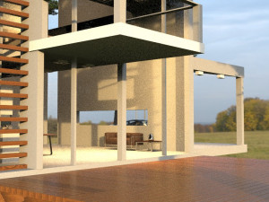 Casa de 3 pisos con forma de cubo amoblada 9X9 metros 3D Model
