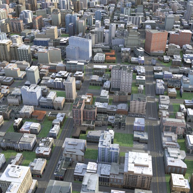 City 53 Model 3D .c4d .max .obj .3ds .fbx .stl .blend 