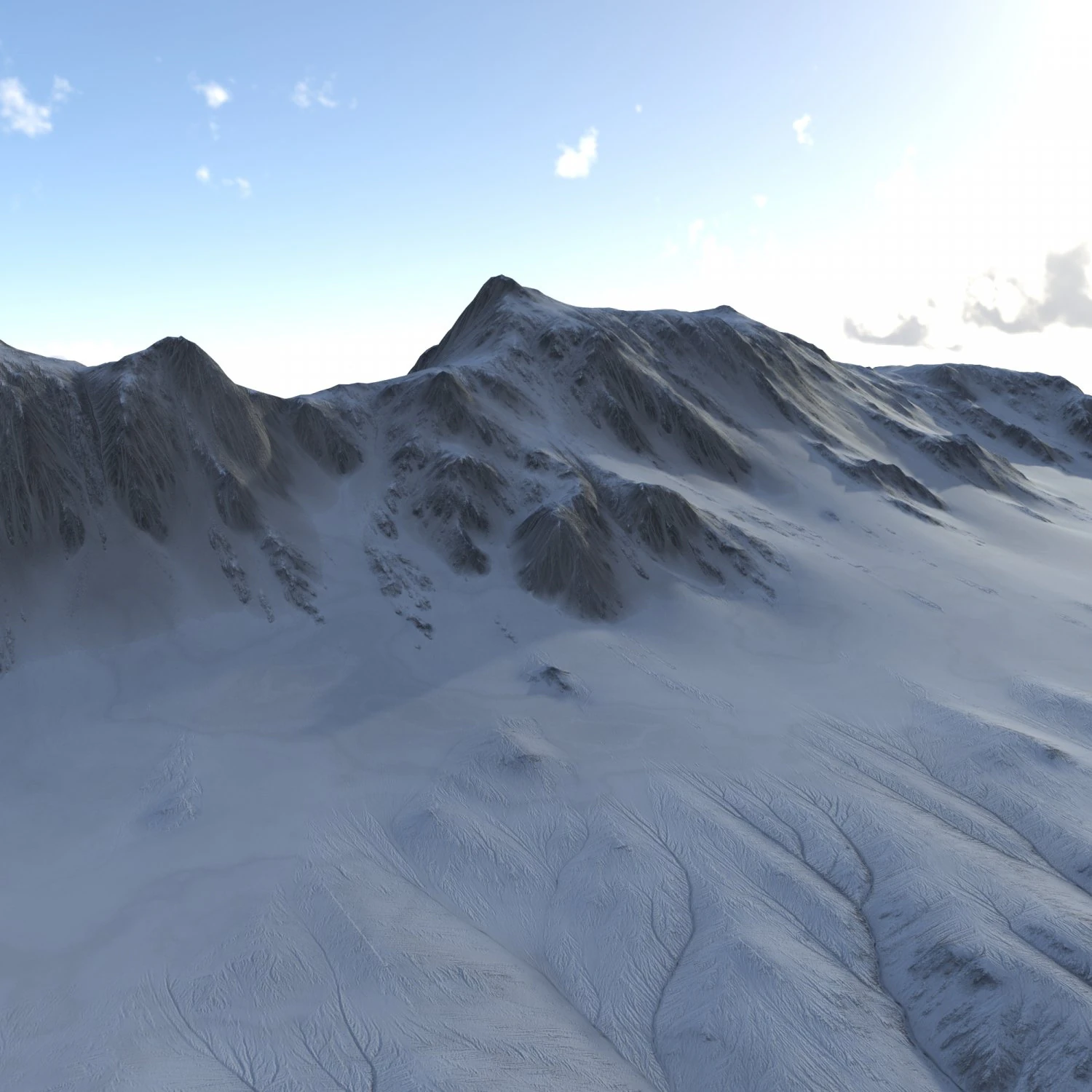 Snow landscape 01 3D Model .c4d .max .obj .3ds .fbx .stl .blend