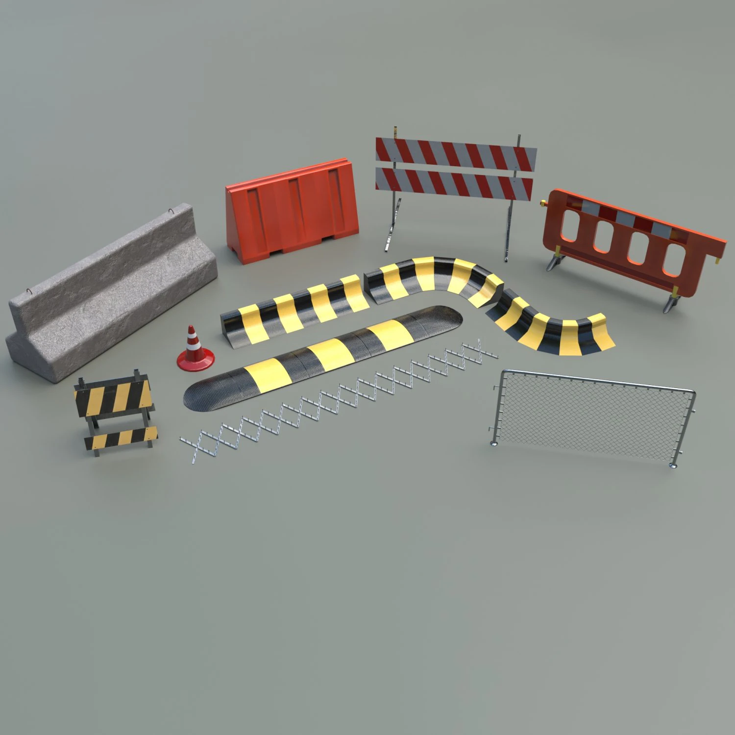 Roadblock pack 01 3D Model .c4d .max .obj .3ds .fbx .stl .blend 