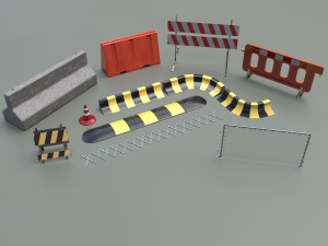 Roadblock pack 01 3D Model