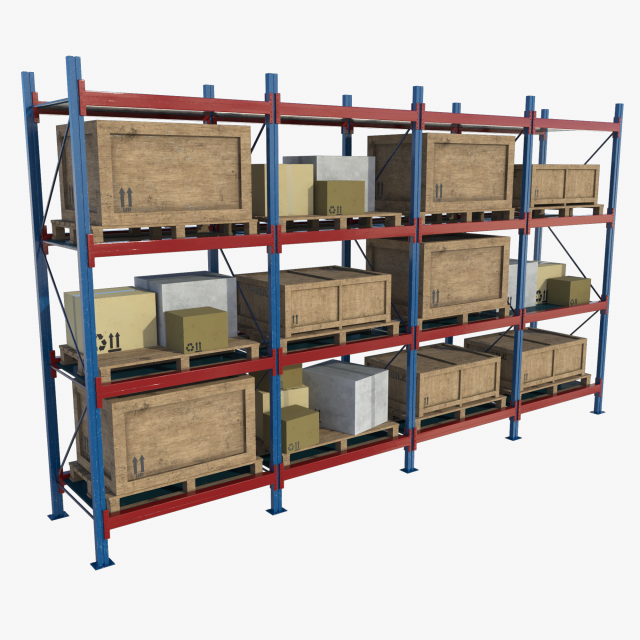 Warehouse rack 01 3Dモデル .c4d .max .obj .3ds .fbx .stl .blend 