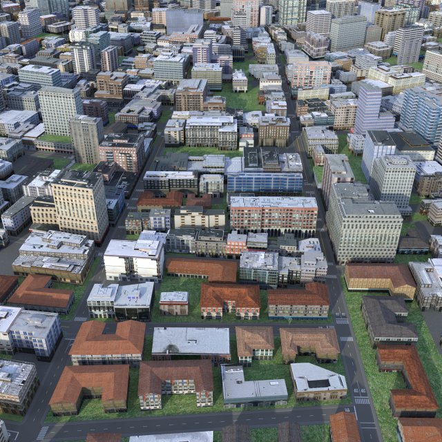 City 92 3D Модель .c4d .max .obj .3ds .fbx .stl .blend 