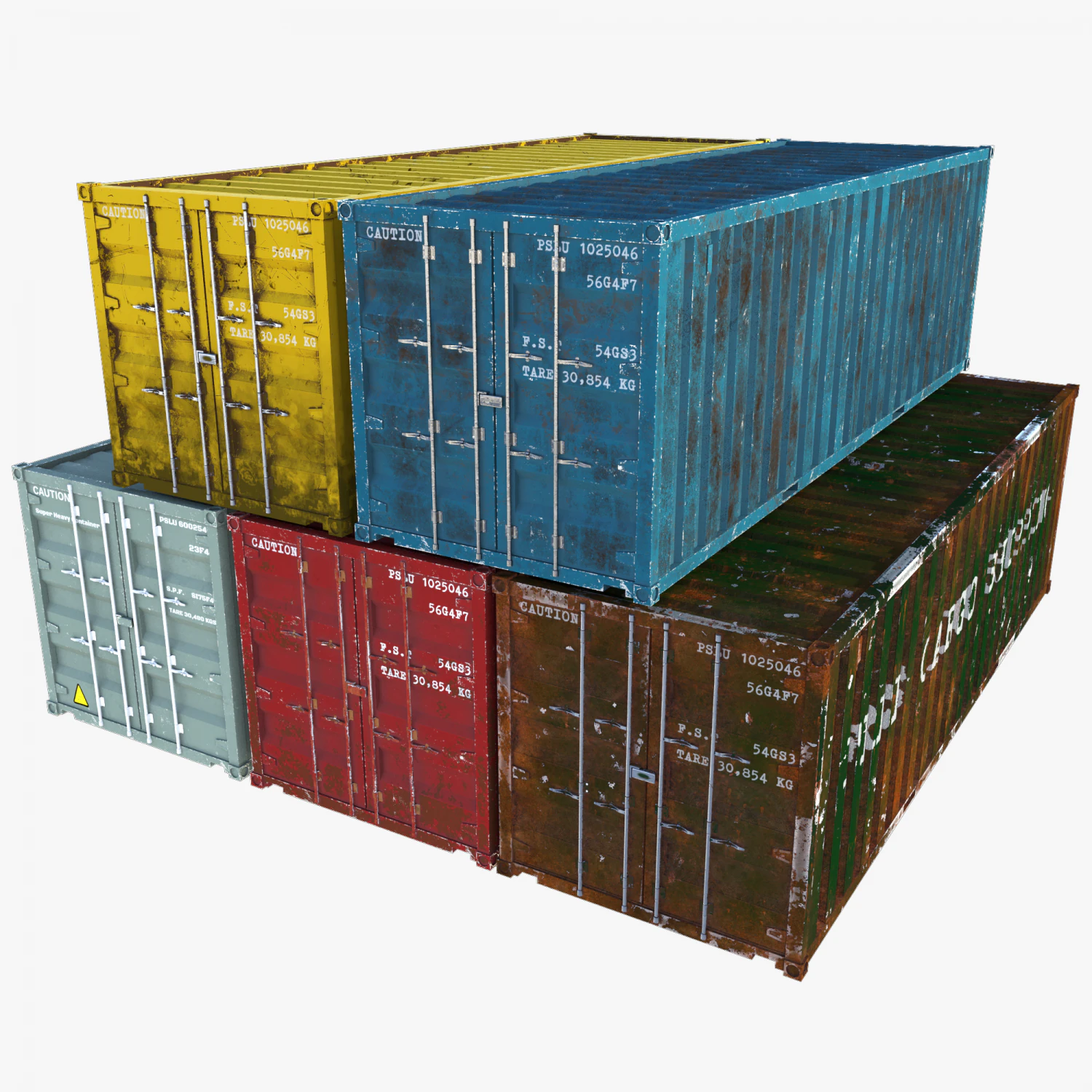 Cargo container pack 01 3D Model .c4d .max .obj .3ds .fbx .stl .blend 