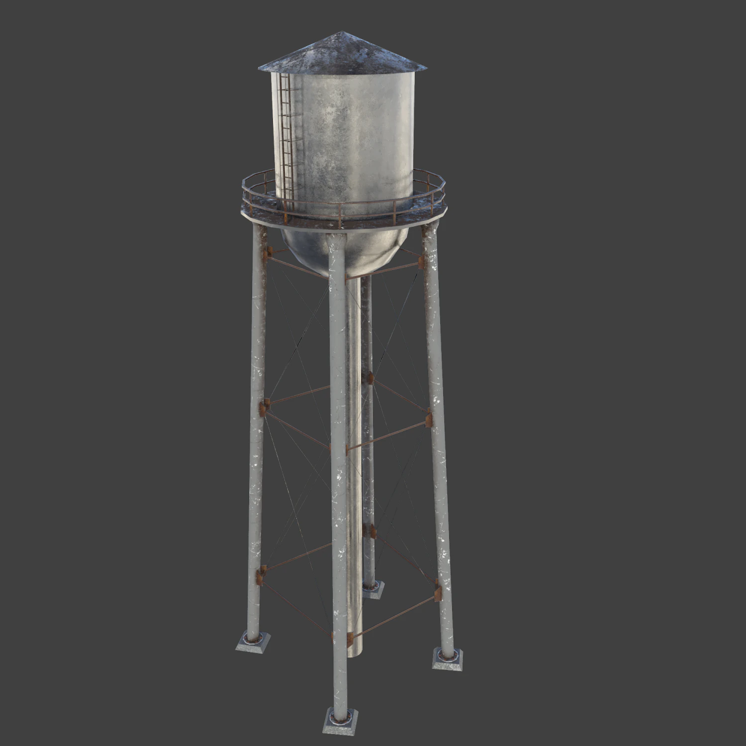 Water tower 01 3D Model .c4d .max .obj .3ds .fbx .stl .blend 