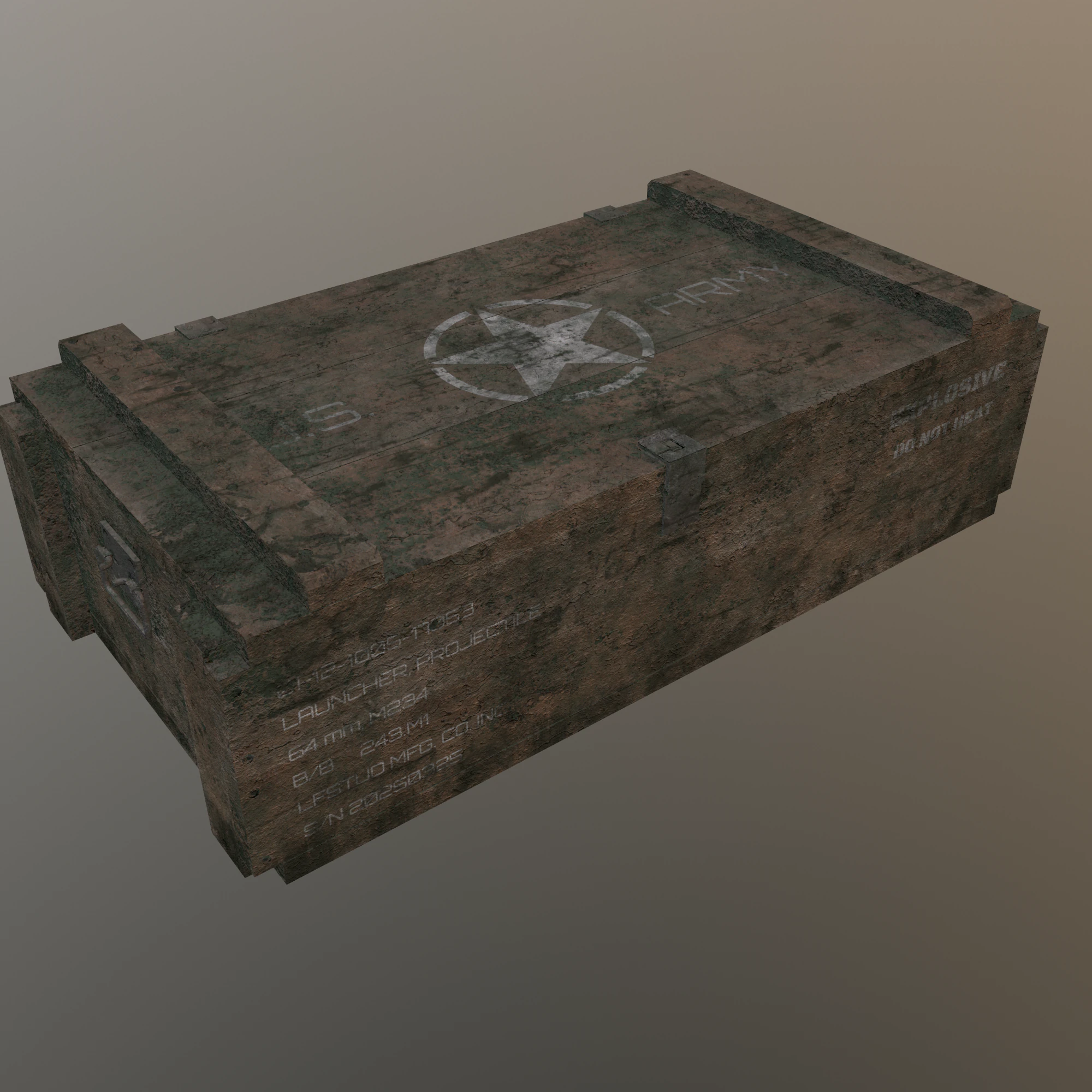 Military crate 03 3D Model .c4d .max .obj .3ds .fbx .stl .blend