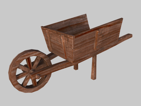 Wooden cart 01 3D Model