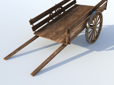 Wooden cart 02 3D Model