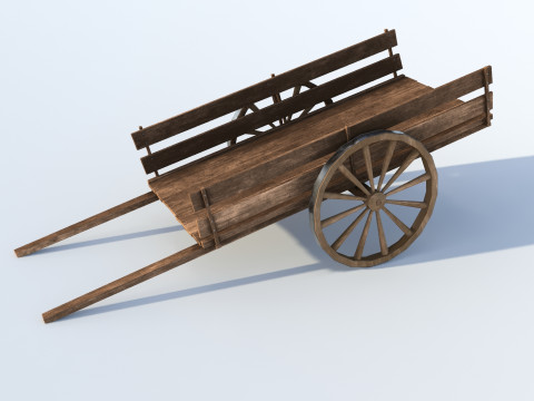 Wooden cart 02 3D 모델
