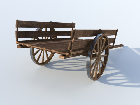 Wooden cart 02 3D 모델