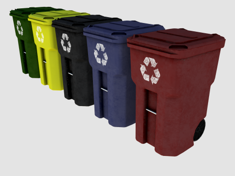 Street trash bin 01 3D Model
