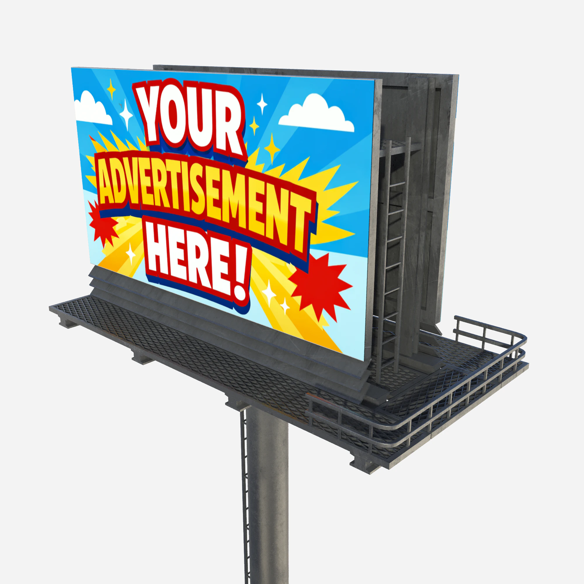 Advertising Billboard 01 3D Model .c4d .max .obj .3ds .fbx .stl .blend