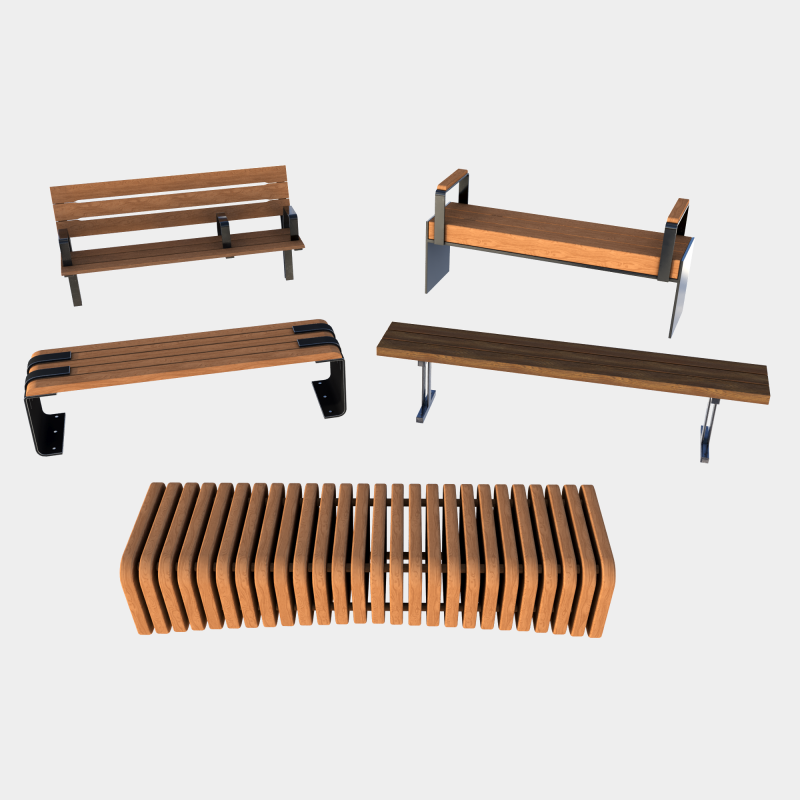 ベンチパック01 3Dモデル .c4d .max .obj .3ds .fbx .stl .blend 