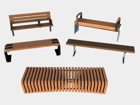 Bench pack 01 3D Model