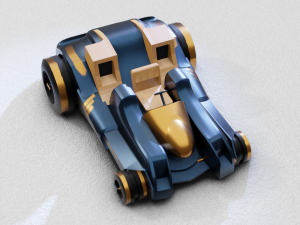 Toy Car Open Roof Low Poly 3D Model