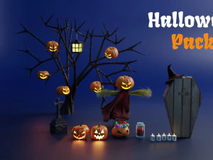 Колекція гарбузів на Хелловін 3D Модель