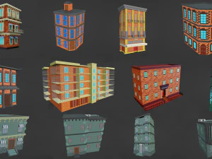 Колекція пакетів міських будівель 3D Модель