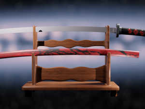 Red style katana 3D 模型