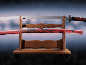 Red style katana 3D Model