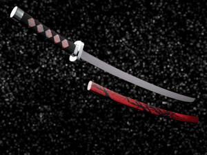 Red style katana 3D 模型