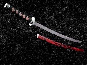 Katana im roten Stil 3D Modell
