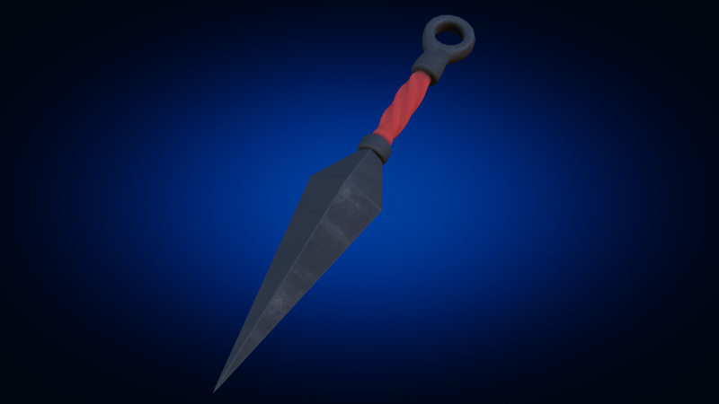 Low-Poly Red Handle Kunai 3D 模型 .c4d .max .obj .3ds .fbx .stl .blend 