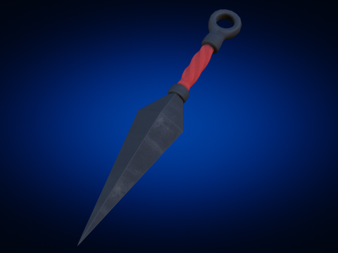 Low-Poly Red Handle Kunai Modelo 3D