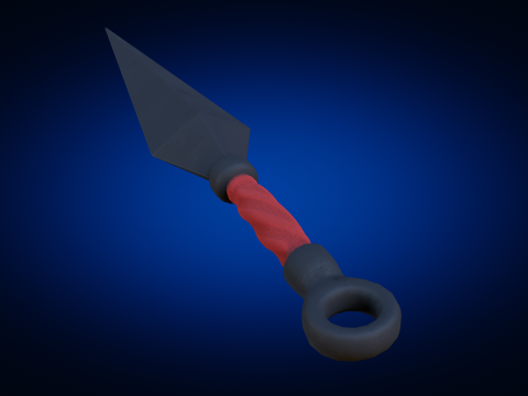 Low-Poly Red Handle Kunai 3D 模型