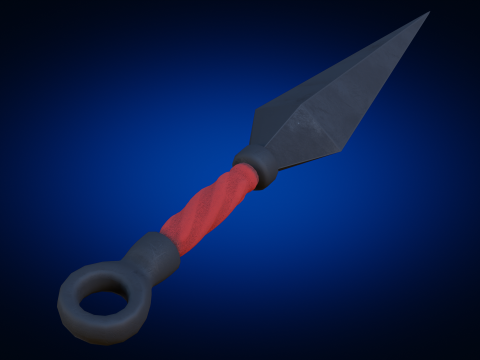 Low-Poly Red Handle Kunai 3D 模型