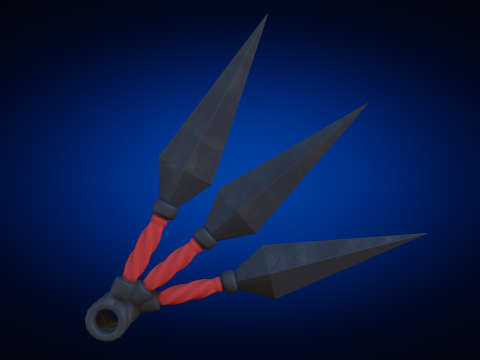 Low-Poly Red Handle Kunai 3D 模型