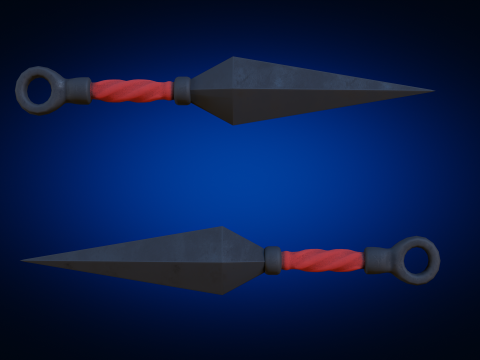 Low-Poly Red Handle Kunai 3D 模型