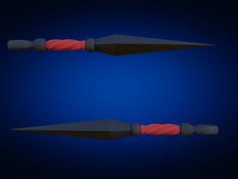 Low-Poly Red Handle Kunai 3D 模型