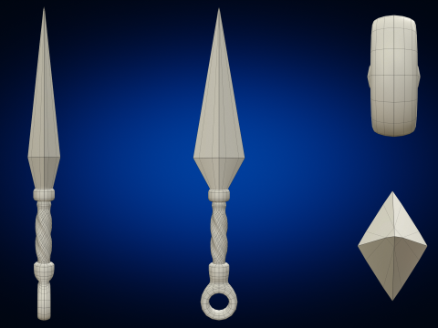 Low-Poly Red Handle Kunai 3D 模型